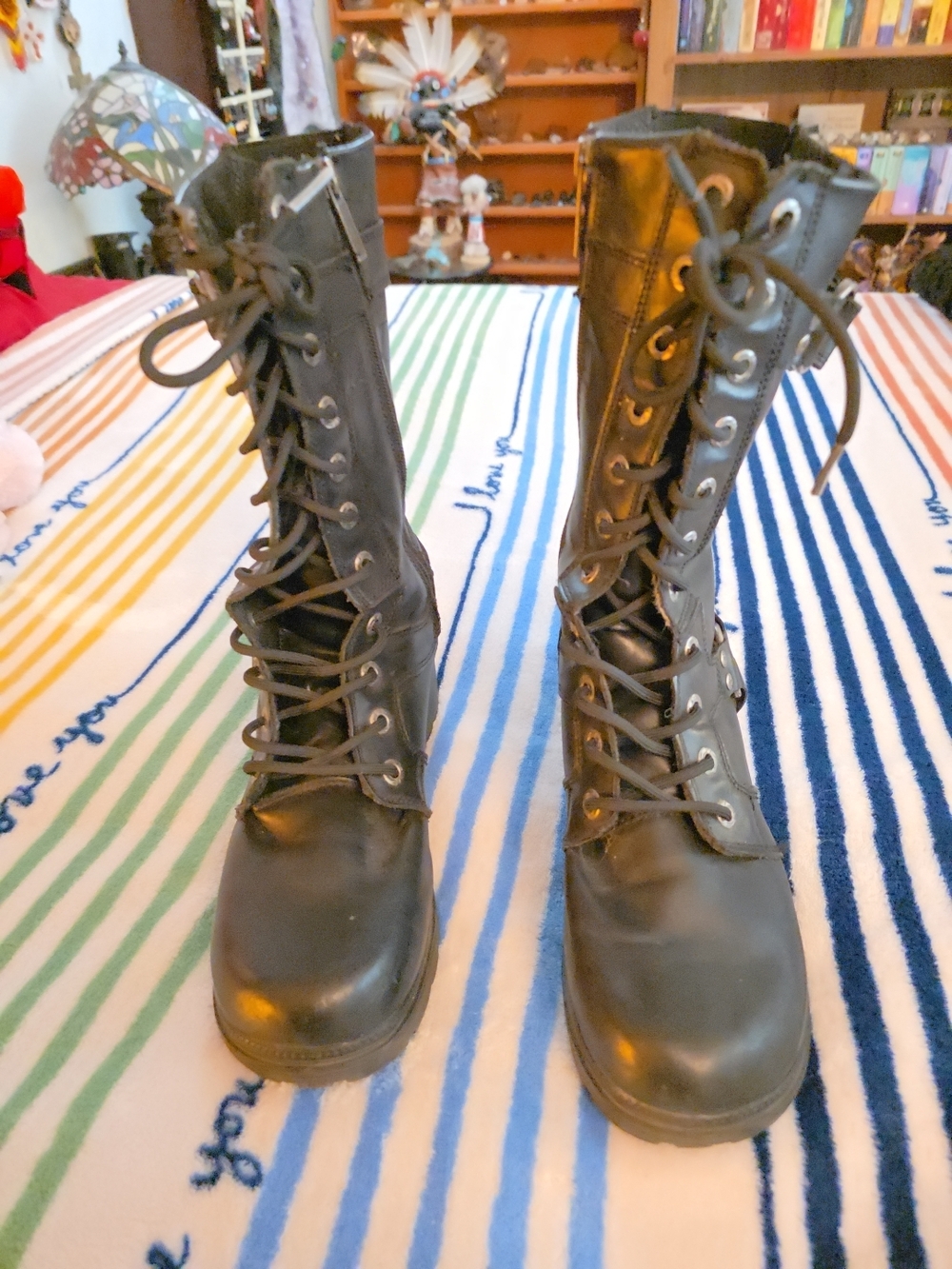 Harley-Davidson Black Leather Lace-Up Motorcycle Boot, Zipper Sides. No Box. - Picture 2 of 12